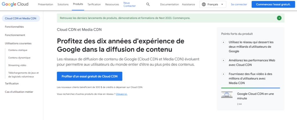Interface Google cloud CDN